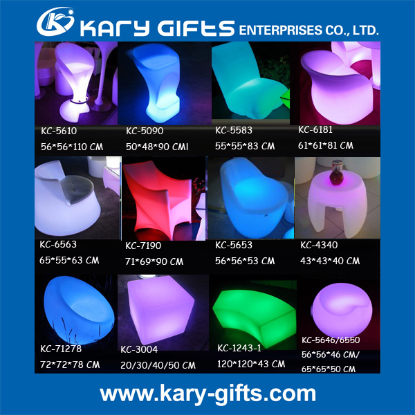 plastic waterproof led chairs and stools