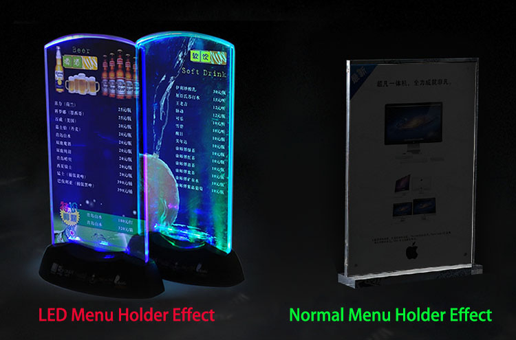 led menu holder effect
