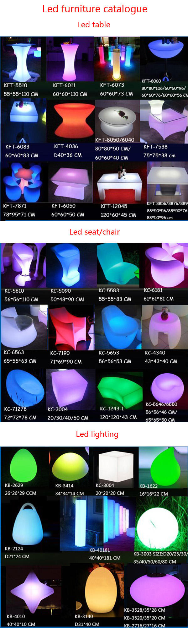 multi designs for led table/led seat