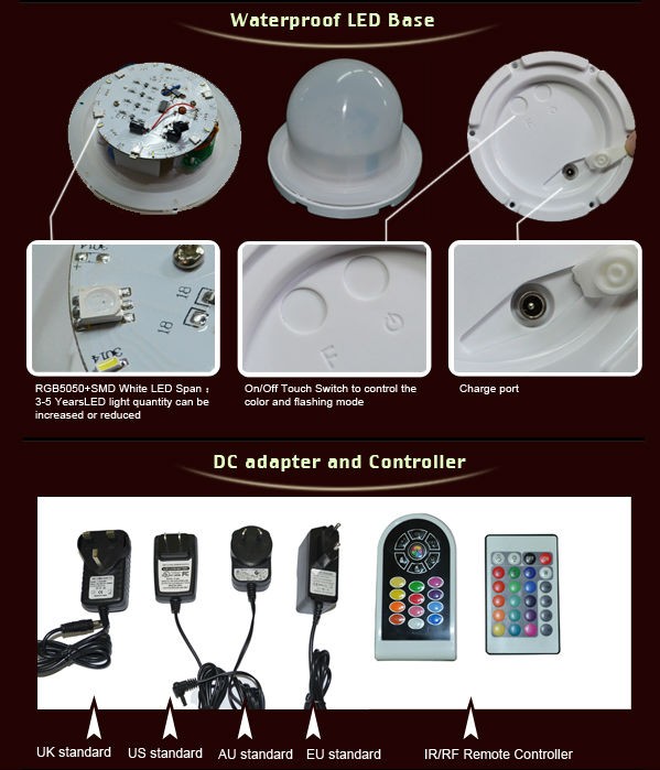 DC adapter and AC plug for led comma stool